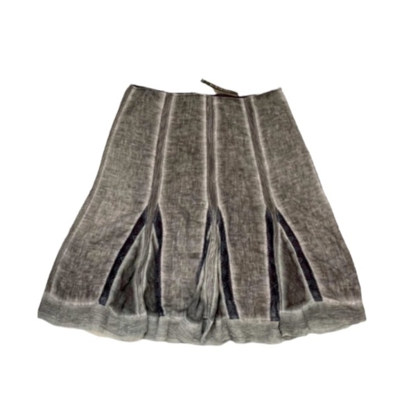 NWT 100% Linen Elie Tahari Lynelle Pleated Grey Midi Skirt - Picture 2 of 10